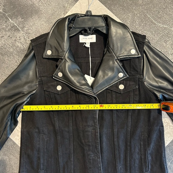 NWT - Dear John Eden in Amersterdam Black Leather and Denim Moto Jacket - Large - Picture 6 of 7